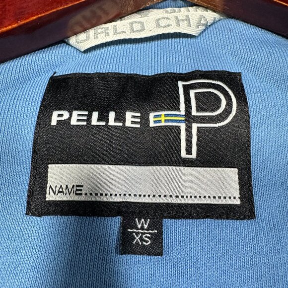 Pelle P Hoodie Womens XS Blue Knit Full Zip Pockets Hood Tie World Champ Logo - Picture 6 of 10